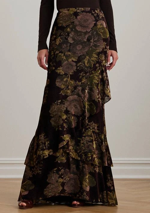 Ralph Lauren Ralph Lauren Floral Burnout Velvet Tiered Maxi Skirt 1