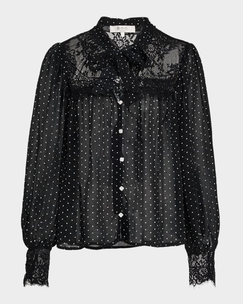 Sea Melody Sheer Polka-Dot Blouse