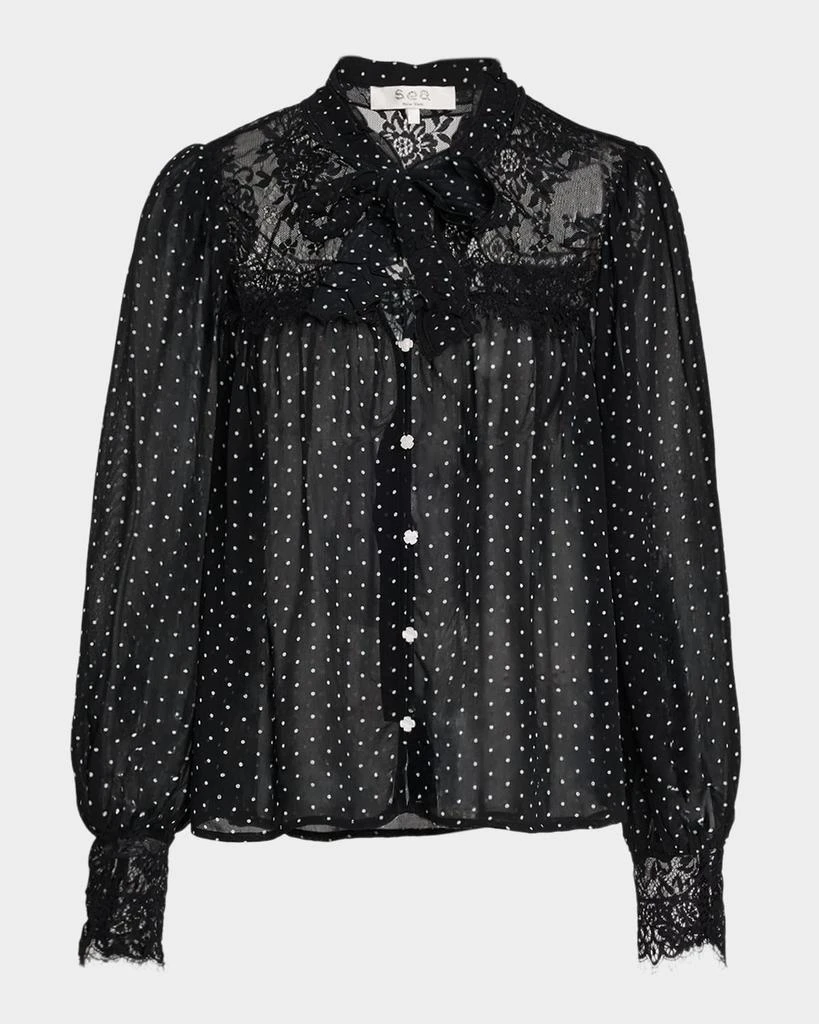Sea Melody Sheer Polka-Dot Blouse 1