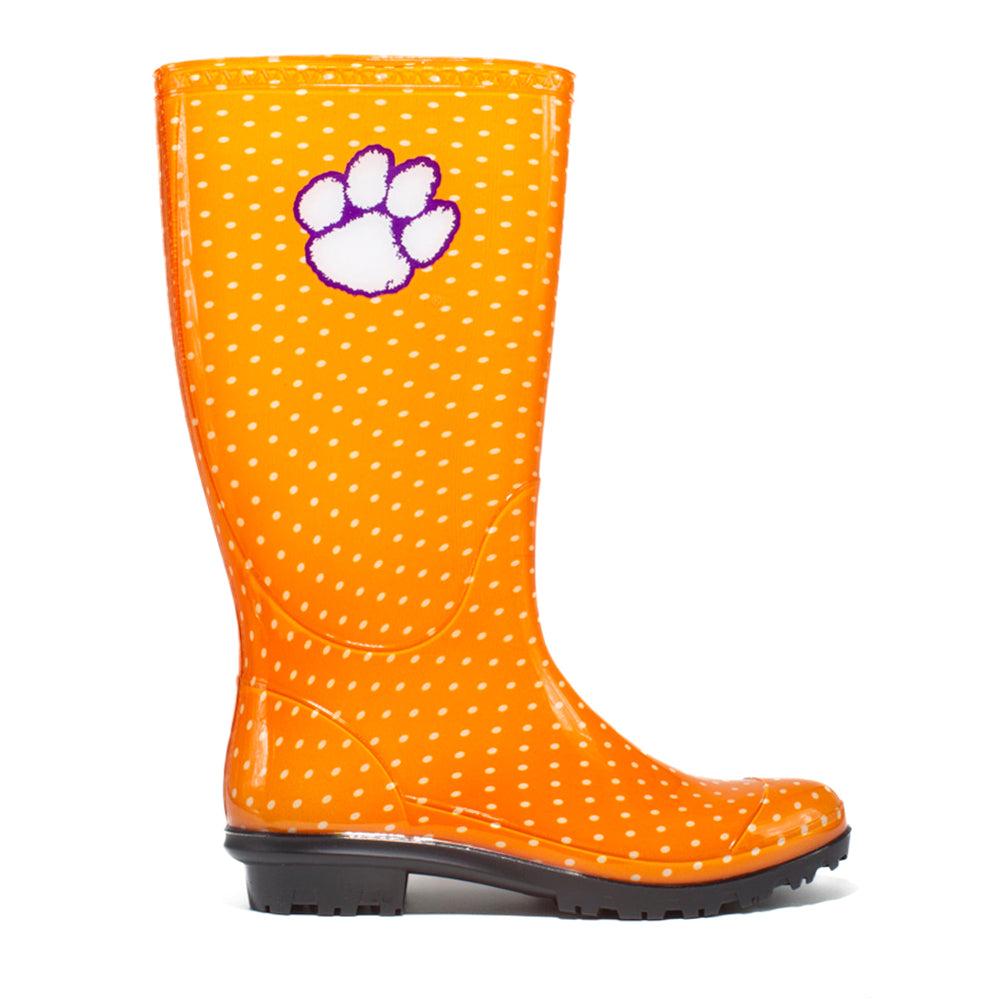 Gameday Boots Clemson University Polka Dot Round Toe Rain Boots