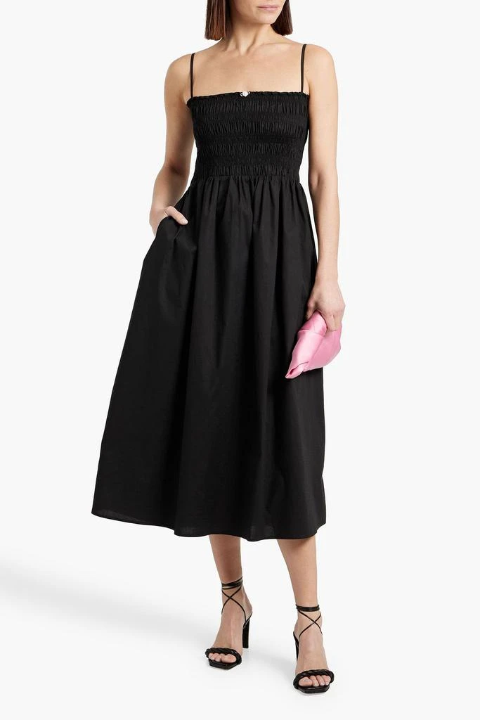 HVN Lucy shirred cotton-blend poplin midi dress 2