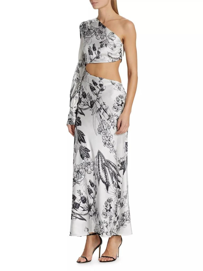 Adriana Iglesias Matiz Asymmetric Floral Stretch Silk Cut-Out Dress 4