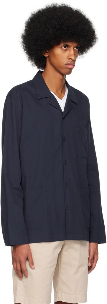 Sunspel Navy Buttoned Pyjama Shirt