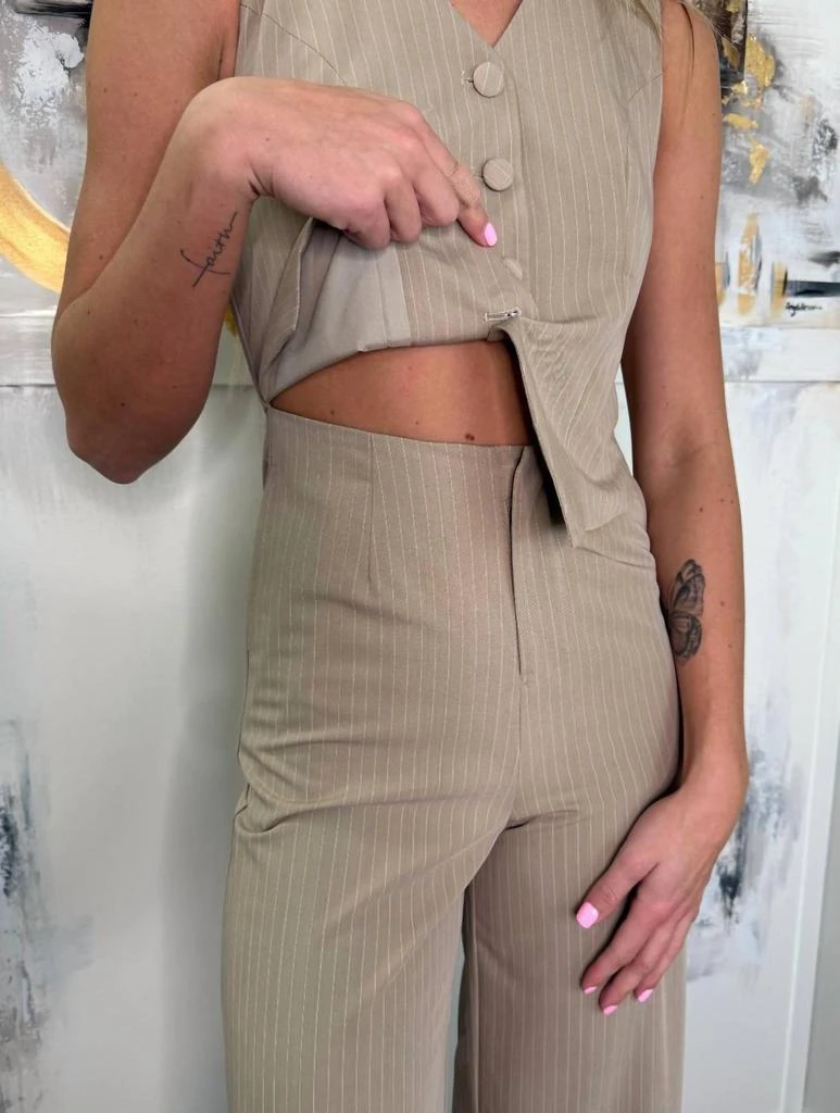 SAGE THE LABEL Sage The Label - Pinstripe Vest Jumpsuit 3