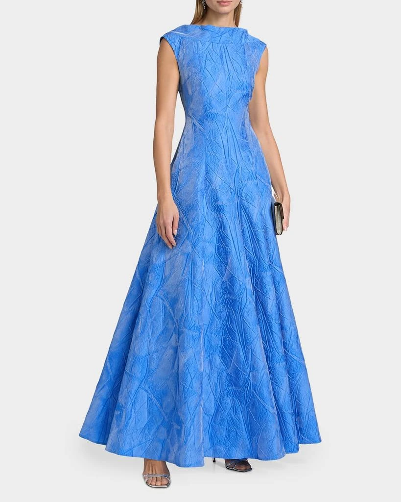 Talbot Runhof Textured Faille Jacquard High-Neck Gown 4