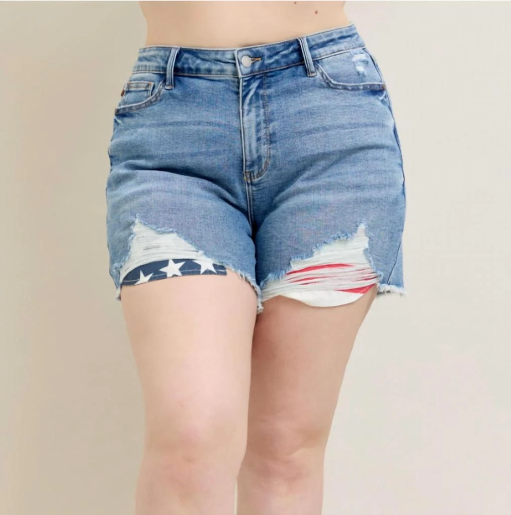 Judy Blue Judy Blue - Americana Flag Print Fray Hem Shorts 1