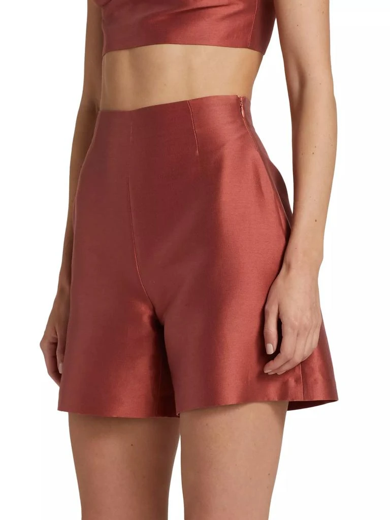 Adam Lippes Silk-Wool High-Rise Shorts 4