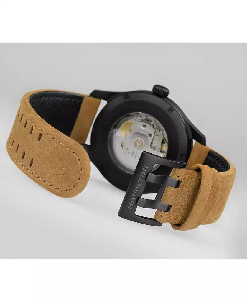 Hamilton Men
s Swiss Automatic Khaki Field Brown Leather Strap Watch 42mm 4