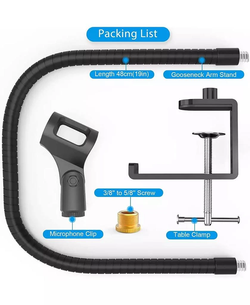 ZealSound Microphone Arm Stand H1 19 and T13-US Black Bundle 8