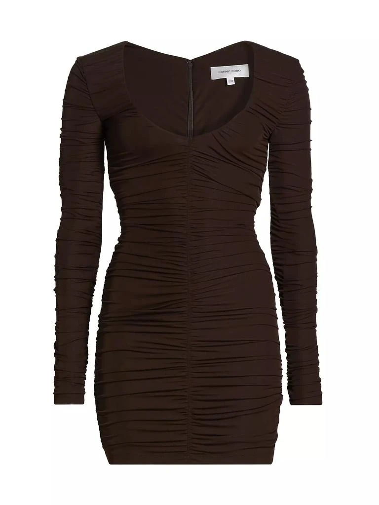 Ronny Kobo Julisa Ruched Long-Sleeve Minidress 1
