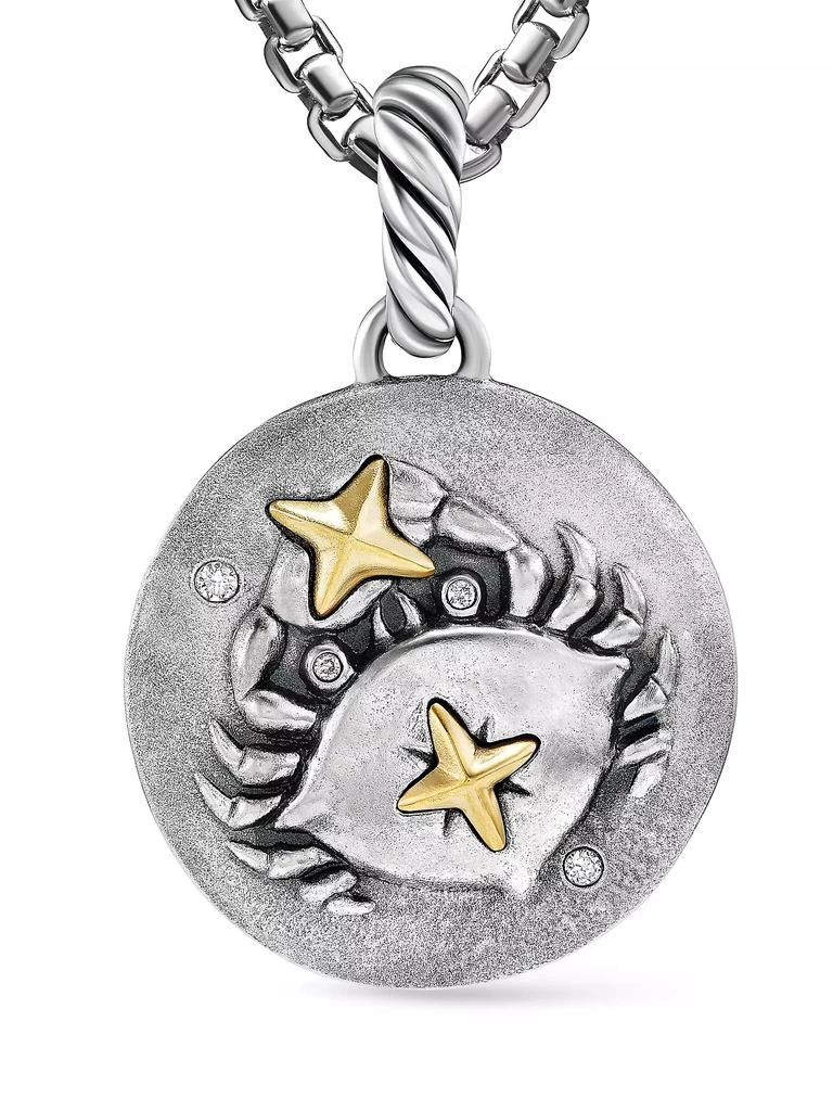 David Yurman Cancer Amulet in Sterling Silver with 18K Yellow Gold and Diamonds, 19MM 4