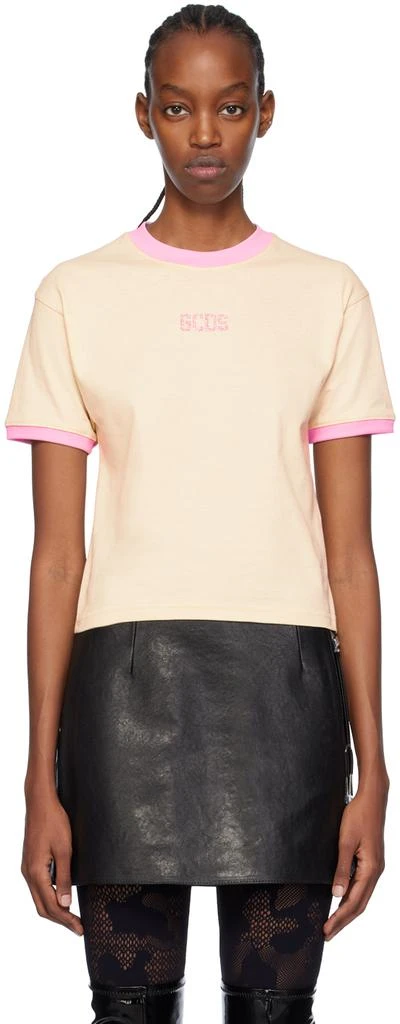 GCDS Beige Bling T-Shirt 1