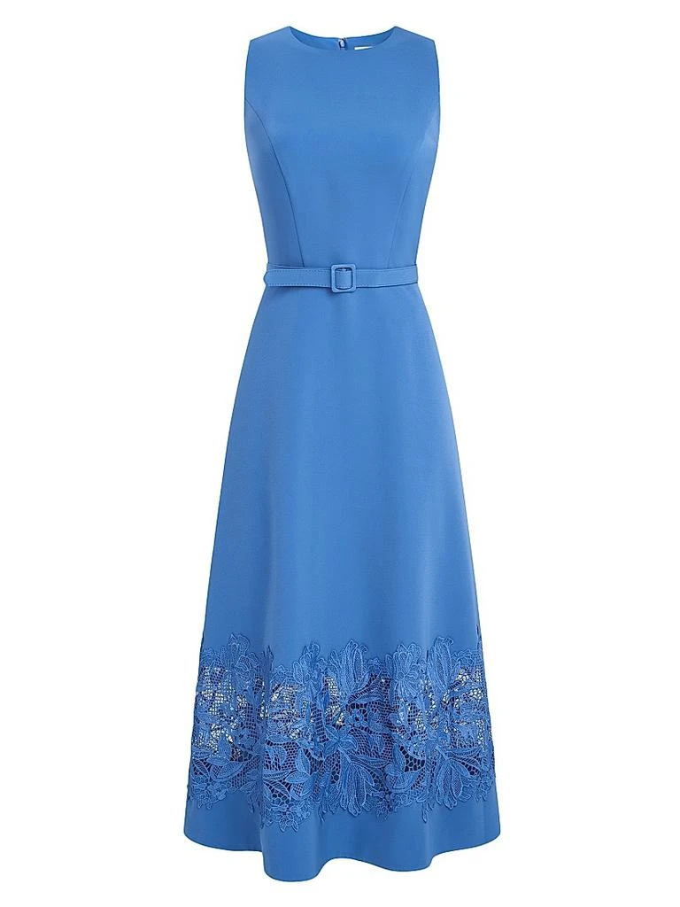 kay unger lace cocktail dress Kay Unger Tatum Floral Lace Midi Cocktail Dress - Navy