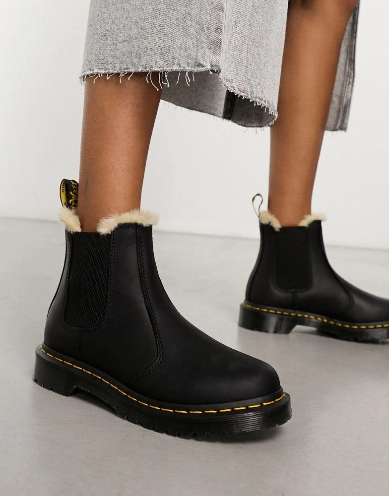Dr. Martens Dr Martens 2976 leonore fur lined chelsea boots in black leather 3