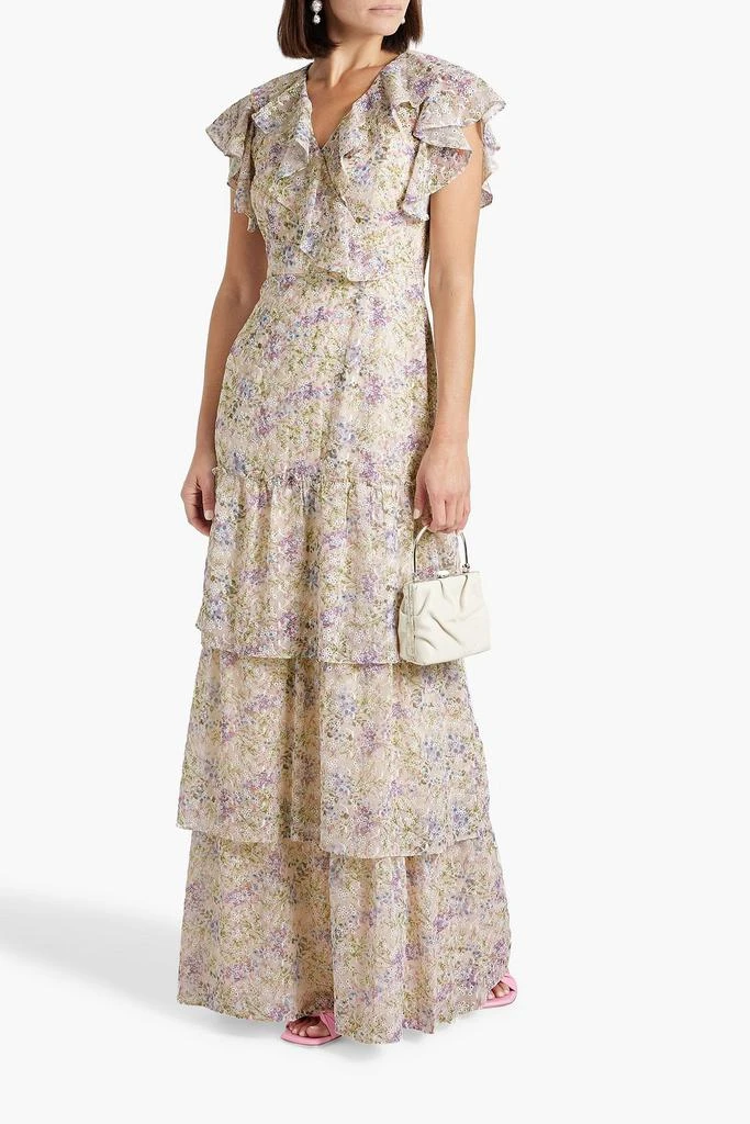 MIKAEL AGHAL Tiered floral-print broderie anglaise maxi dress 2