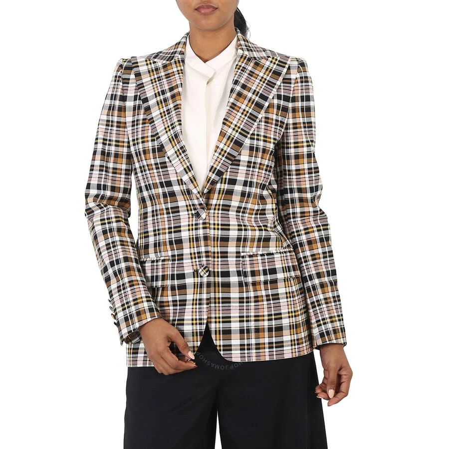 Burberry Ladies Snowhill Plaid Blazer in Bright Toffee Check 1