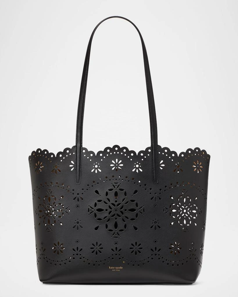 Kate Spade do it all spade flower perforated leather tote bag 1