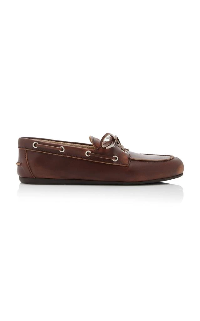 Miu Miu Miu Miu - Lace-Up Leather Boat Shoes - Brown - IT 37.5 - Moda Operandi 1