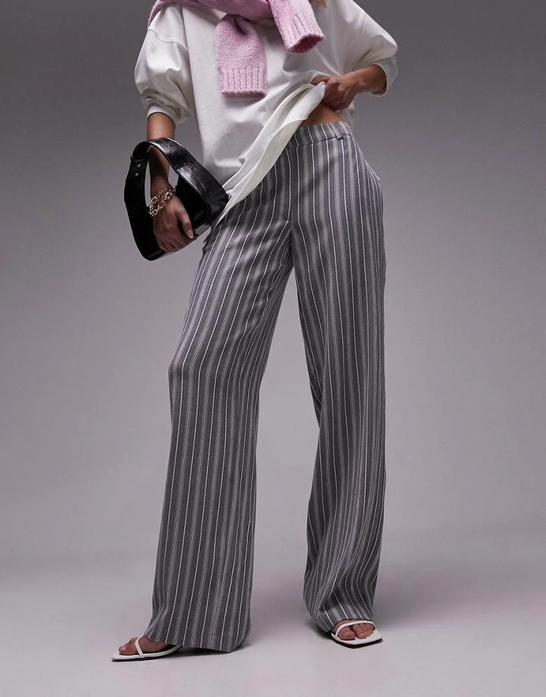 Topshop Tall Topshop Tall stripe low slung trousers in multi 4