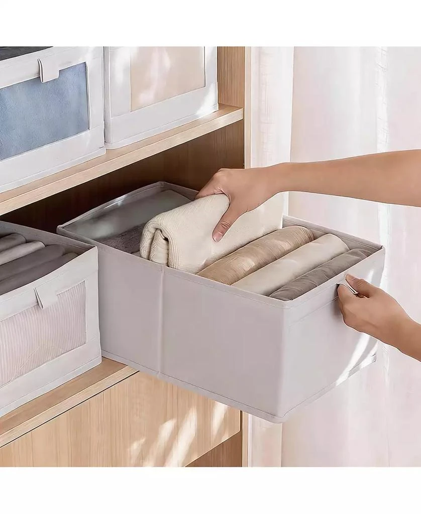 YIGII 4 Pack Foldable Linen Storage Bins with Clear Window for Multi-Purpose Use 4