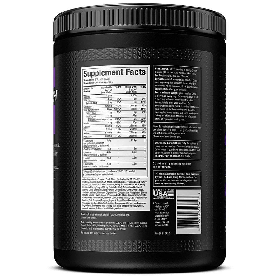 MuscleTech 100% Mass Gainer, Whey Protein Powder + Creatine Chocolate 4