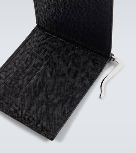 【人気/関税/送料込み】 Prada Saffiano Leather Money Clip Car PRADA Saffiano Money Clip Bifold Wallet Card Case Black
