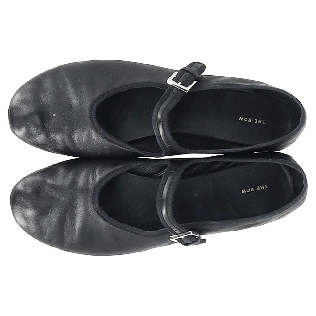 The Row Boheme Mary Jane Ballet Flats in Black Lambskin Leather