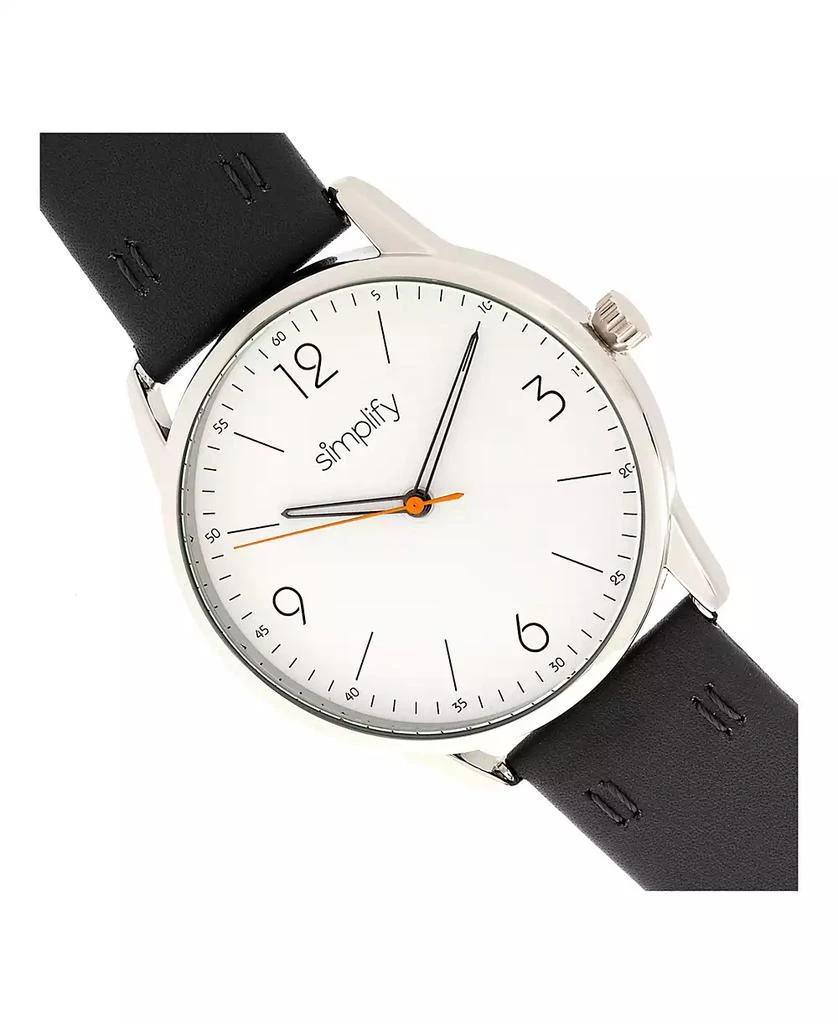 Simplify Quartz The 6300 White Dial, Genuine Black Leather Watch 41mm 3