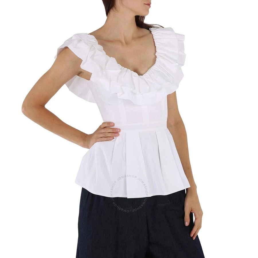 Alexander McQueen Ladies White Ruffle Peplum Blouse 2