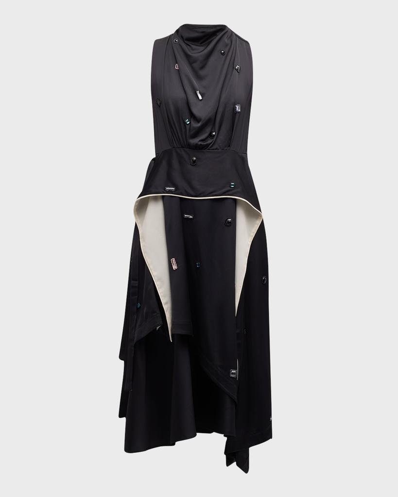 3.1 Phillip Lim Sleeveless Draped Midi Dress with Gem Embellishment