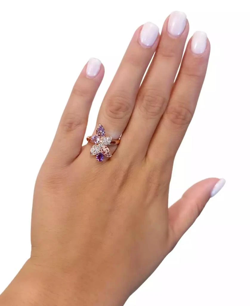 Le Vian Multi-Gemstone (5/8 ct. t.w.) & Nude Diamond (1/4 ct. t.w.) Flower Ring in 14k Rose Gold 4