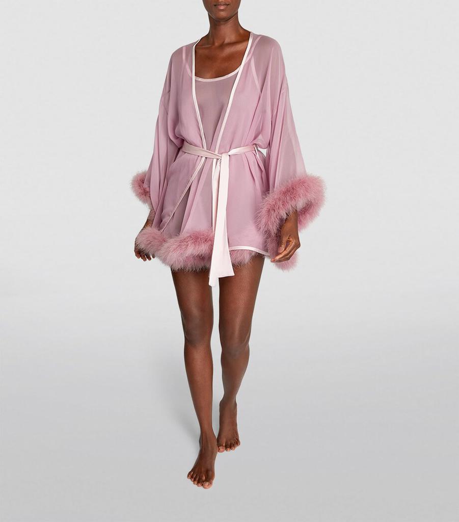 GILDA & PEARL Silk Marabou Feather-Trimmed Diana Robe