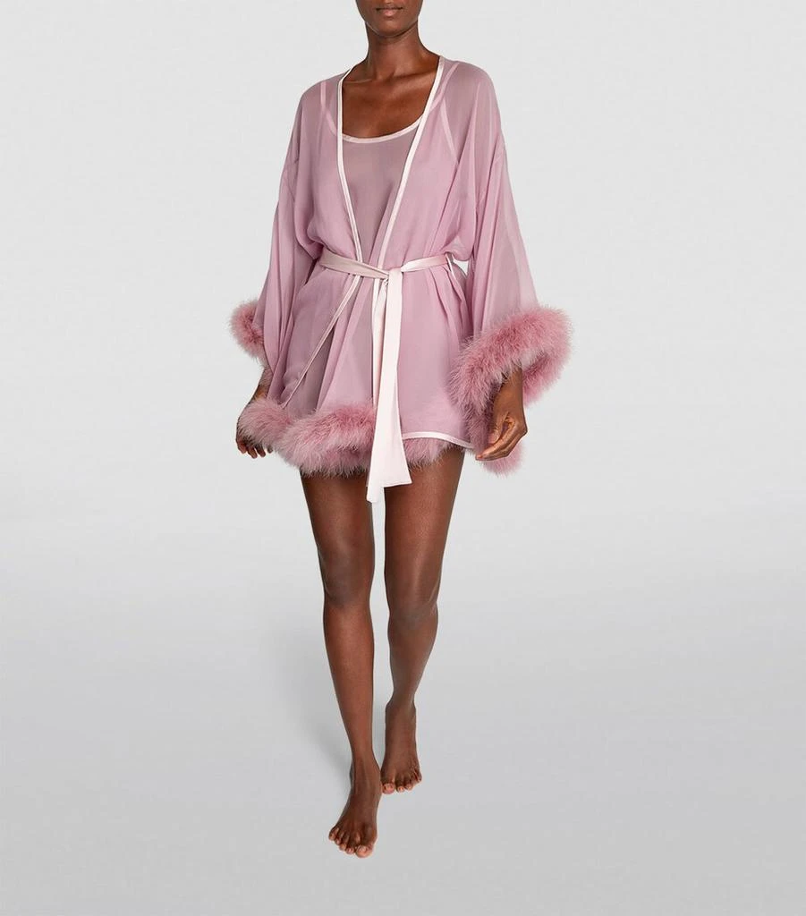 GILDA & PEARL Silk Marabou Feather-Trimmed Diana Robe 2