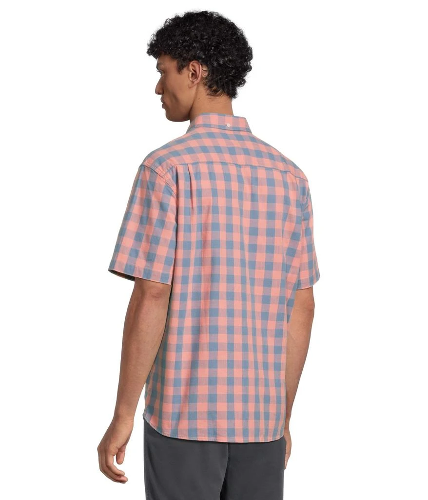 L.L.BEAN Comfort Stretch Chambray Shirt Short Sleeve Traditional Fit Plaid 3