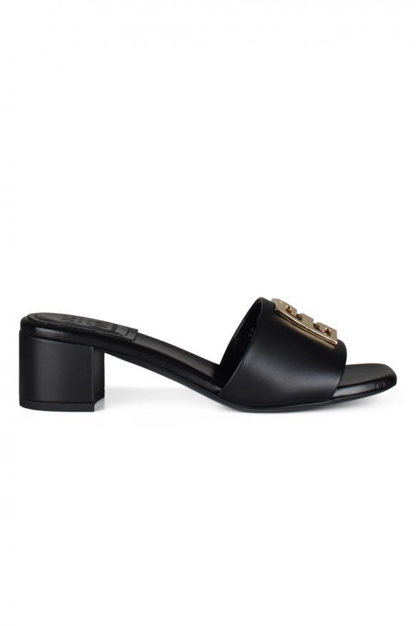 Givenchy Women's luxury heels sandals givenchy 4 g mules in black calf leather with gold plate