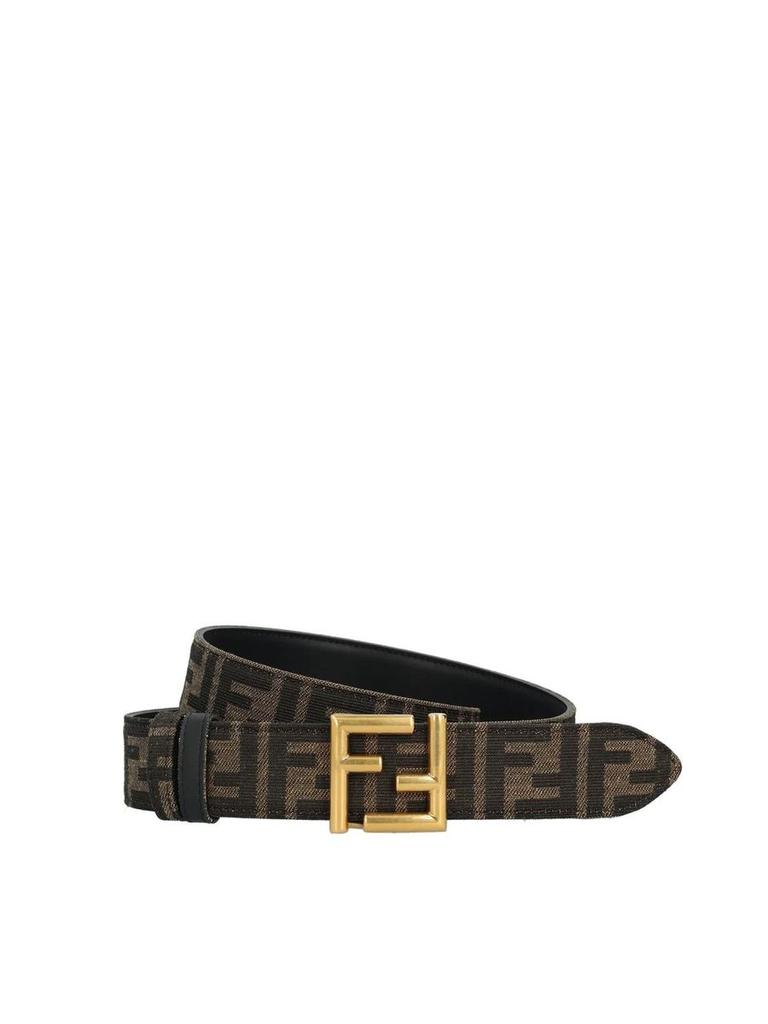 ベルト FENDI FF LEATHER AND FABRIC REVERSIBLE BELT FENDI Leather and FF fabric reversible belt