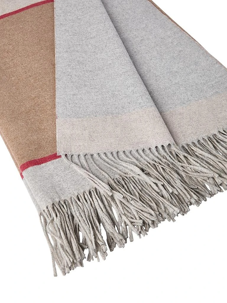 Brunello Cucinelli Silk Color Block Throw with Fringe 2
