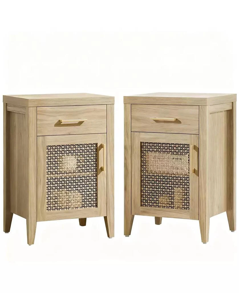 YIGII Mid-Century Modern Nightstand with Espresso Walnut Finish and Storage