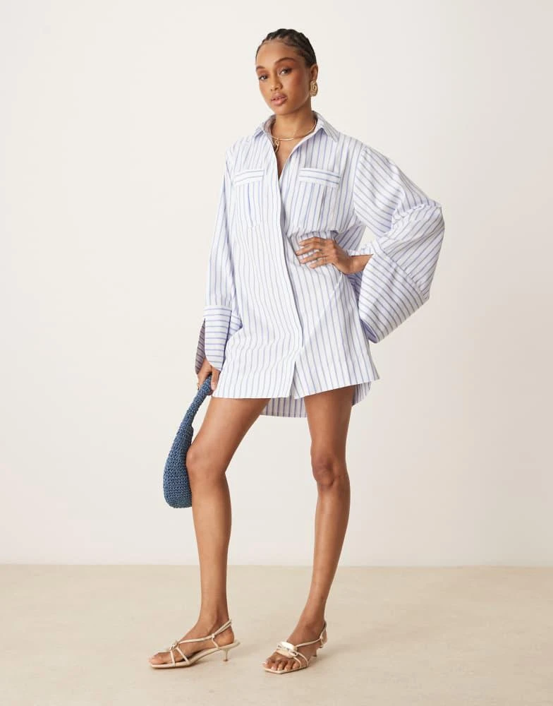 asos blue striped dress ASOS DESIGN halter neck low back maxi dress in blue stripe