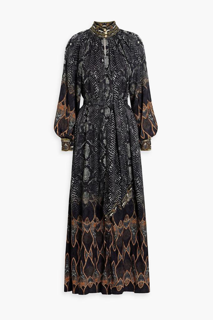 Camilla Crystal-embellished printed satin-jacquard maxi dress