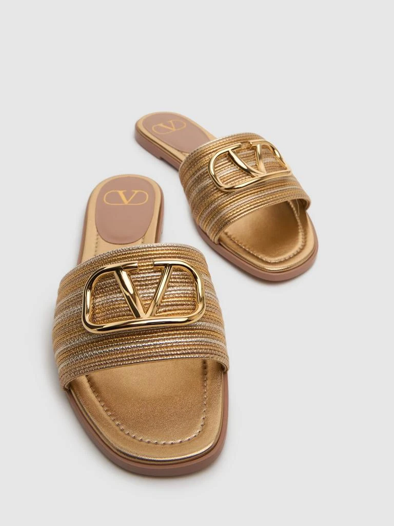 Valentino 5mm Vlogo Cotton & Leather Sandals 2