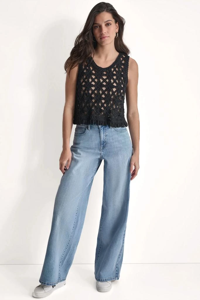 DKNY CROPPED FRINGE CROCHET TANK 7