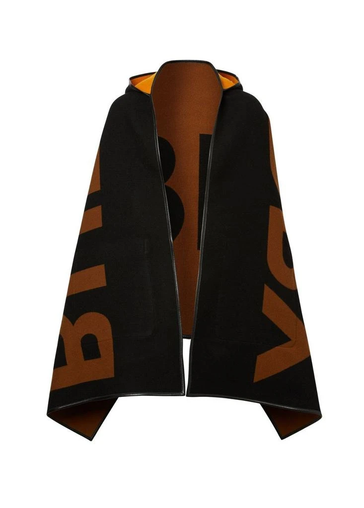 Burberry Logo wool cotton jacquard hooded cape 4