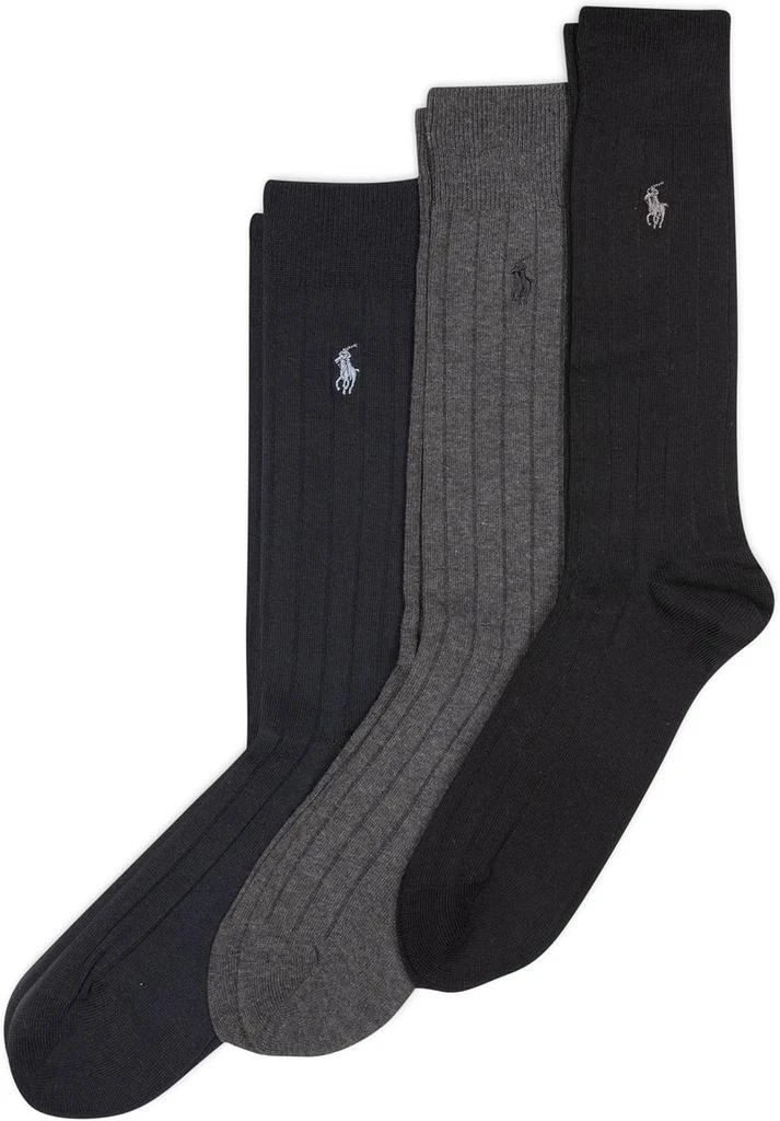 Ralph Lauren Polo Ralph Lauren Men
s Rib Crew Sock 3 Pair Pack, Black, Mens Shoe Size 6-12
