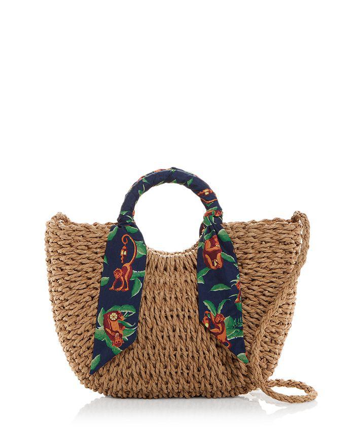 AQUA X The White Lotus Monkey Scarf Woven Basket Tote - Exclusive