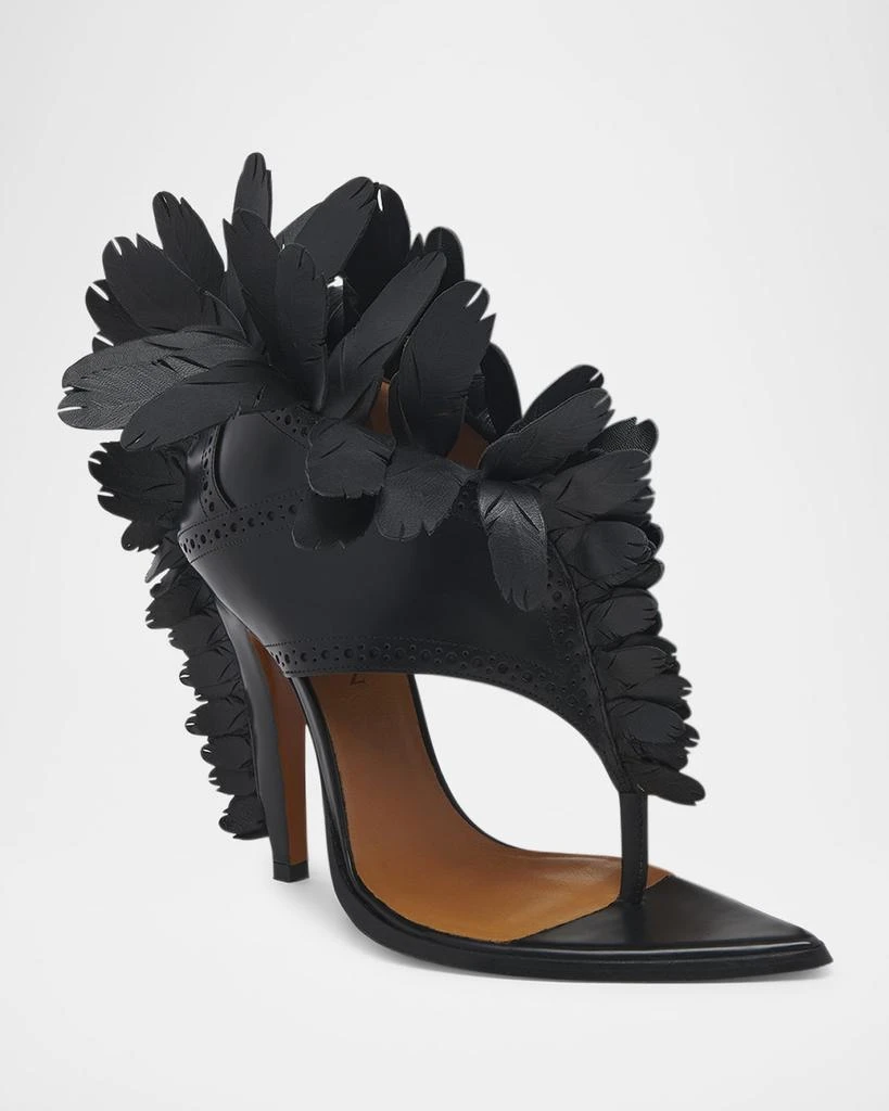 McQueen Leather Feather Thong Sandals 3