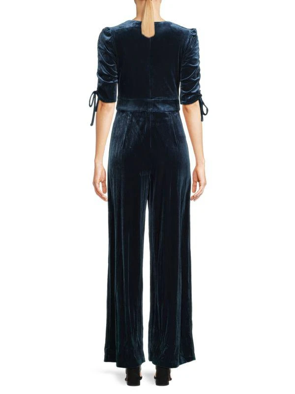 Eliza J Ruched Tie Sleeve Velvet Jumpsuit 2