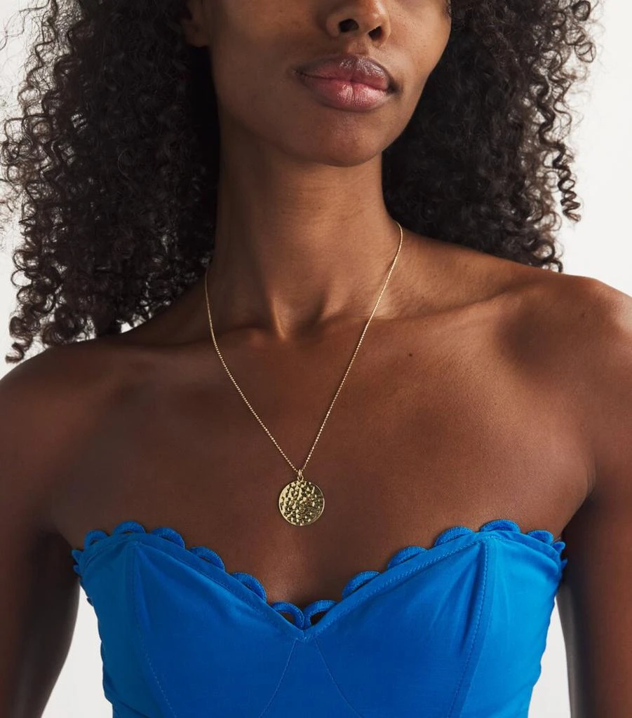Jennifer Meyer Yellow Gold Hammered Disc Pendant Necklace 2