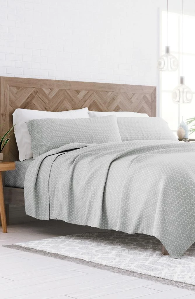HOMESPUN HOME SPUN Premium Ultra Soft Honeycomb Pattern 4-Piece Bed Sheet Set 8
