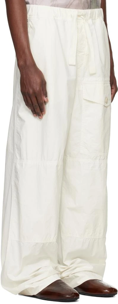 Dries Van Noten White Cotton Drawstring Cargo Pants 2